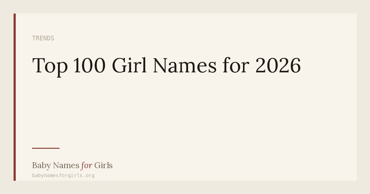 Top 100 Girl Names for 2026