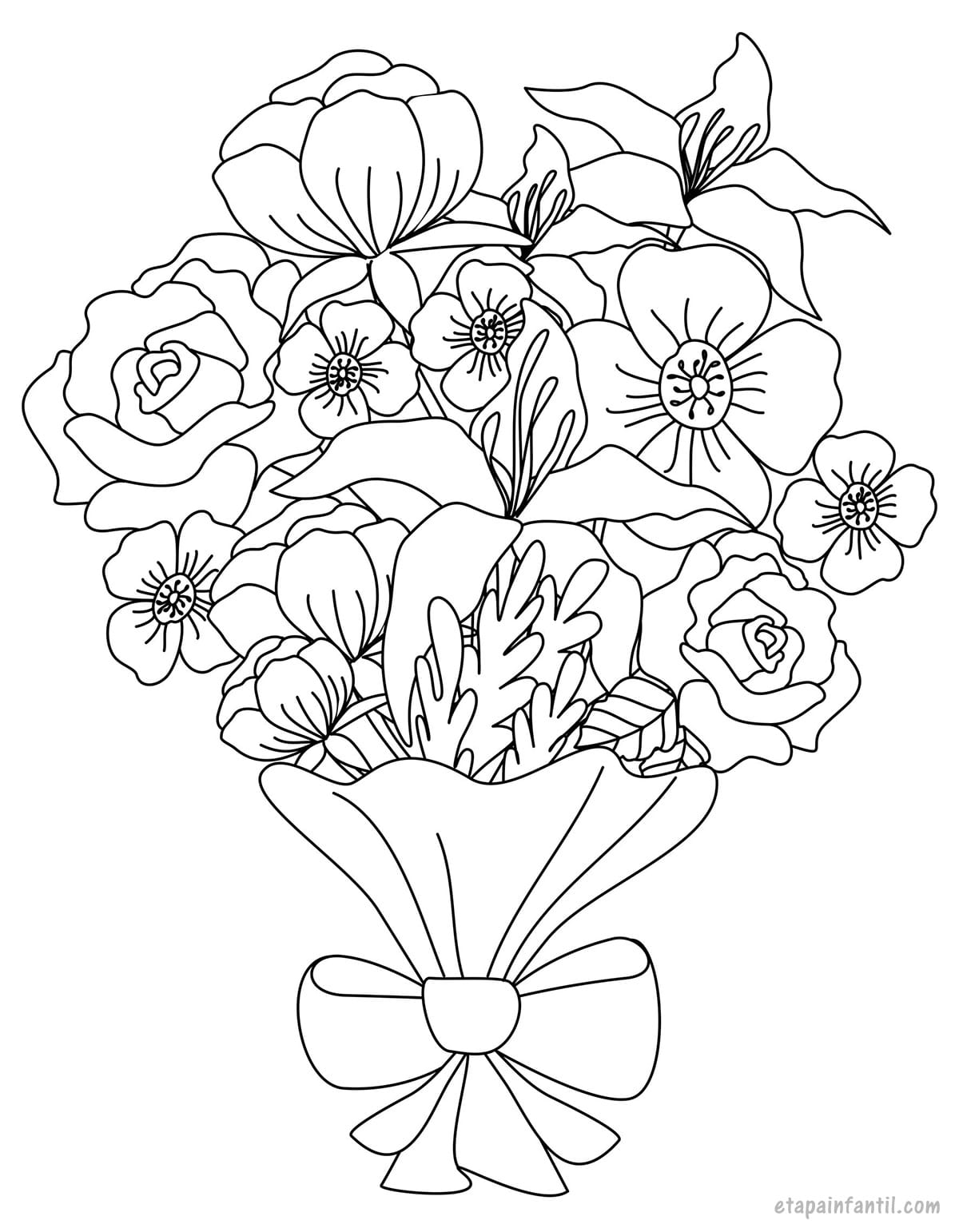 Drawing of bouquet of flowers to color