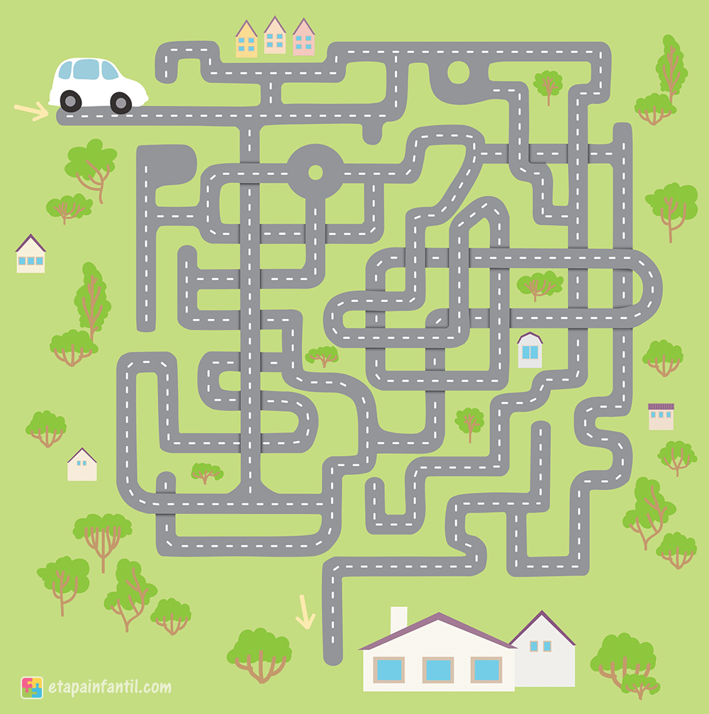 Printable maze Drives home, on the right path!